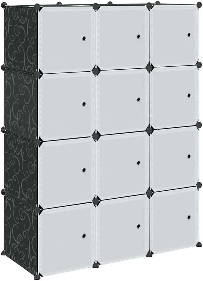 Storage Cube Organizer su 12 kubelių ir pakabinamų strypų PP