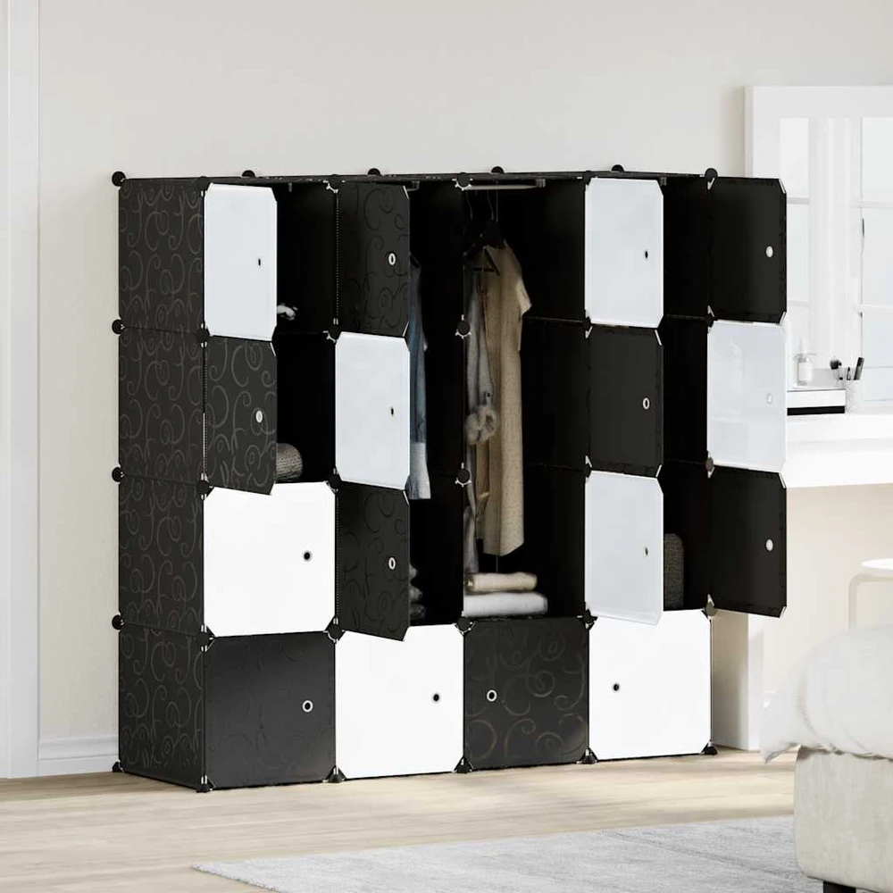 Storage Cube Organizer su 16 kubelių ir pakabinamų strypų PP