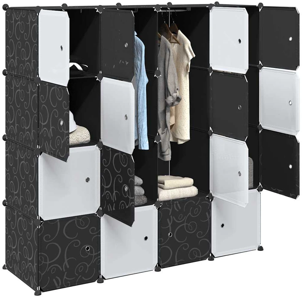 Storage Cube Organizer su 16 kubelių ir pakabinamų strypų PP