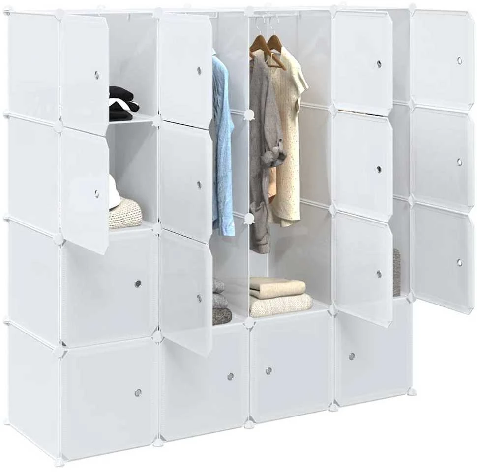 Storage Cube Organizer su 16 kubelių ir pakabinamų strypų PP