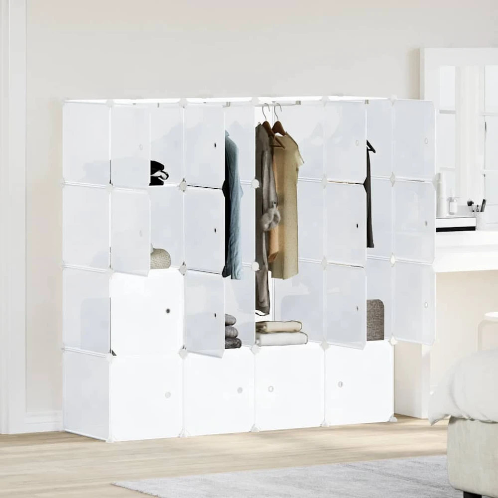 Storage Cube Organizer su 16 kubelių ir pakabinamų strypų PP