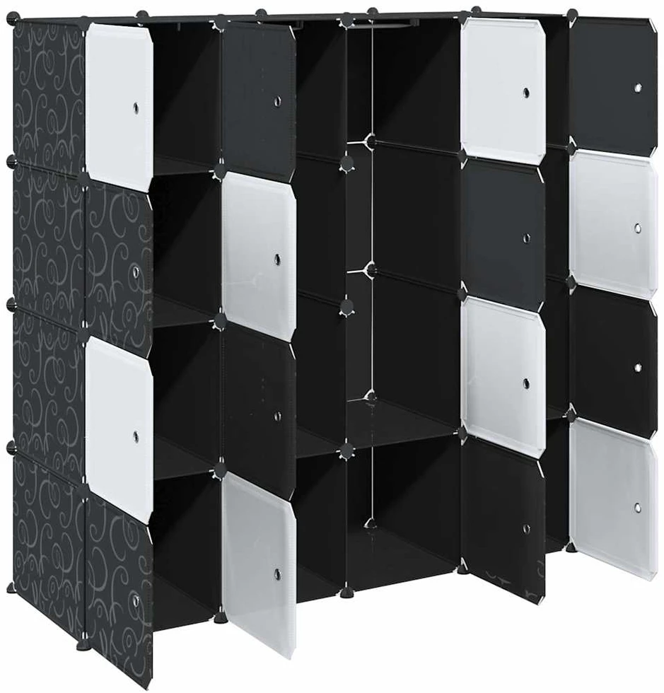 Storage Cube Organizer su 16 kubelių ir pakabinamų strypų PP