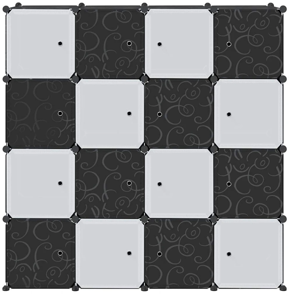 Storage Cube Organizer su 16 kubelių ir pakabinamų strypų PP