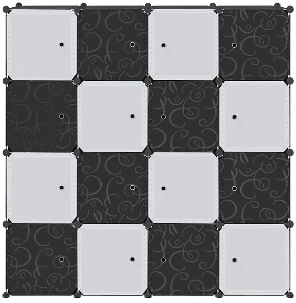 Storage Cube Organizer su 16 kubelių ir pakabinamų strypų PP
