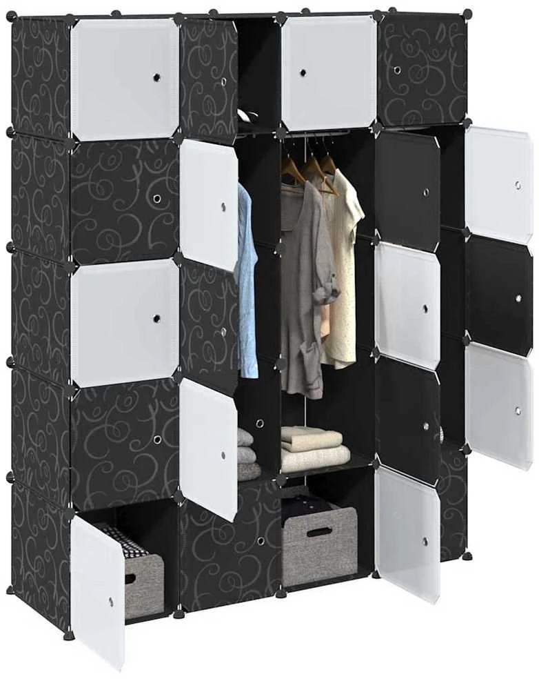 Storage Cube Organizer su 20 kubelių ir pakabinamų strypų PP