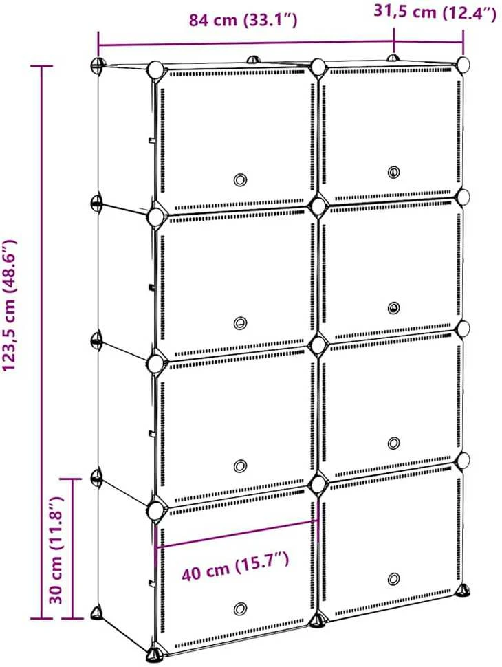 Storage Cube Organizer su 8 kubeliais ir durelėmis Juodas PP