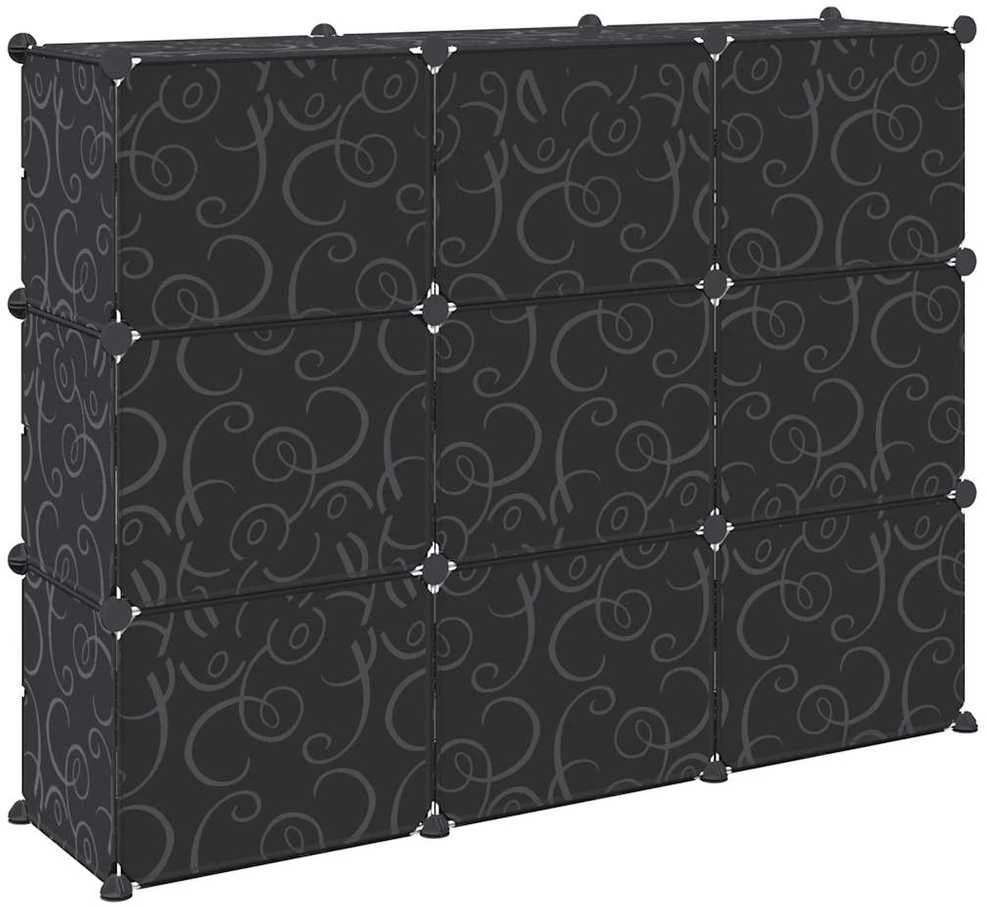 Storage Cube Organizer su 9 kubeliais ir durelėmis juodas PP