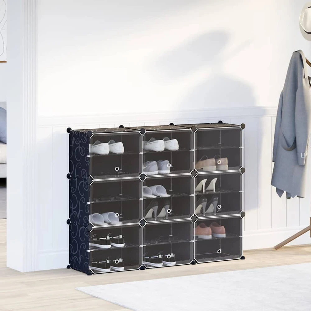 Storage Cube Organizer su 9 kubeliais ir durelėmis juodas PP