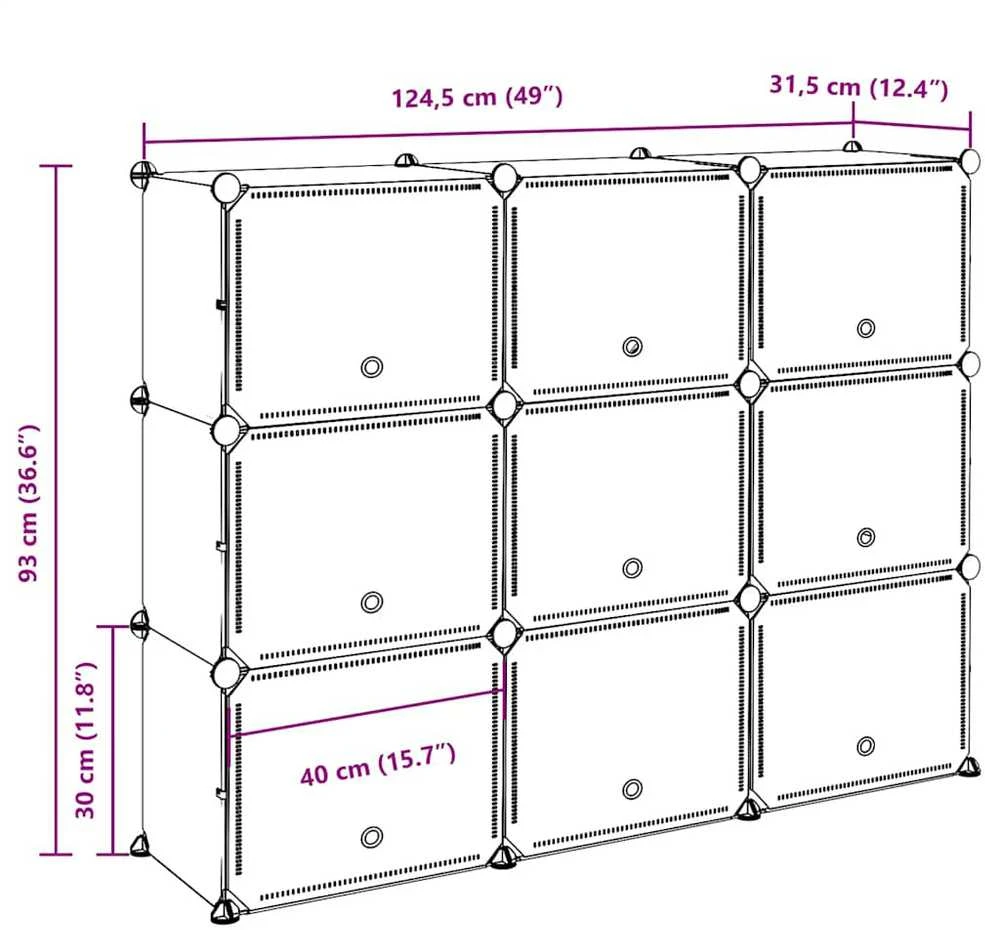 Storage Cube Organizer su 9 kubeliais ir durelėmis juodas PP