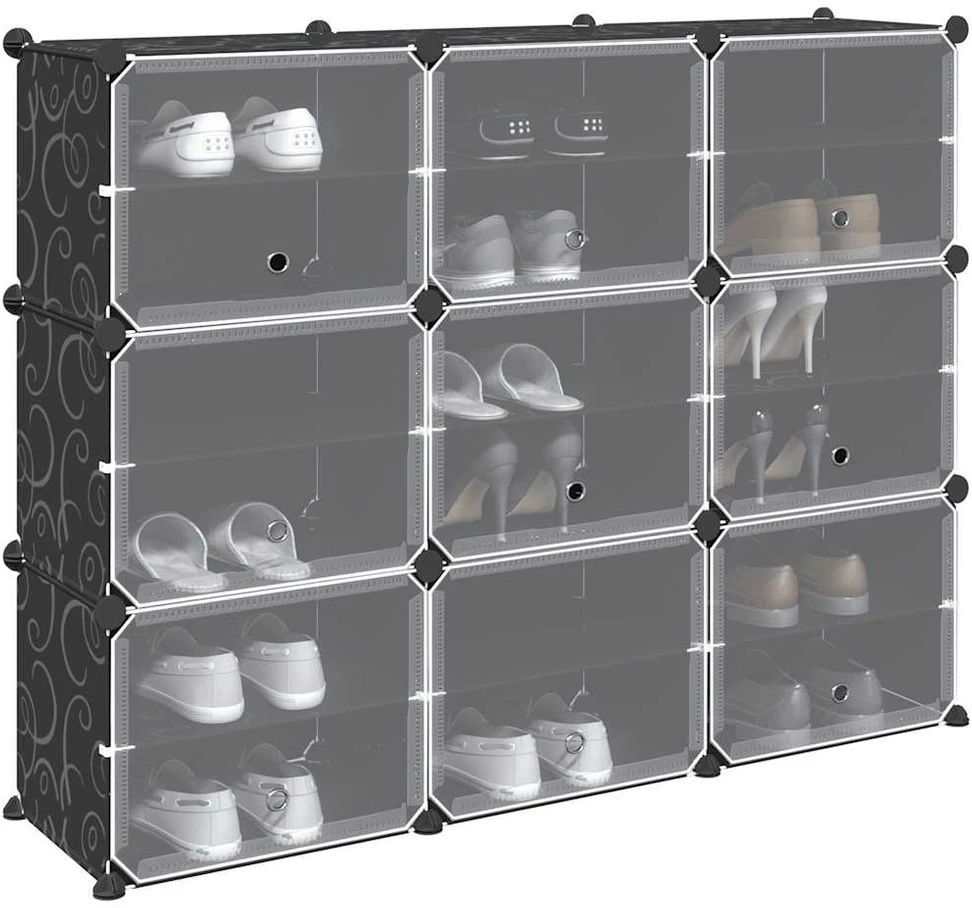 Storage Cube Organizer su 9 kubeliais ir durelėmis juodas PP