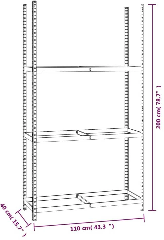 Stovai padangoms, 3vnt., sidabriniai, 110x40x200cm, plienas