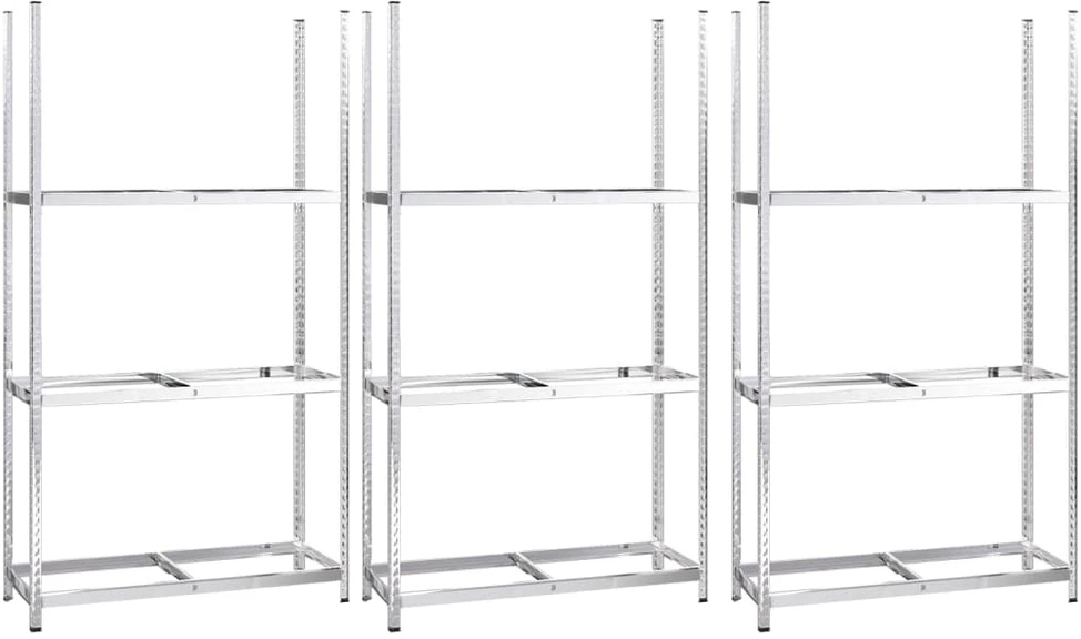 Stovai padangoms, 3vnt., sidabriniai, 110x40x200cm, plienas