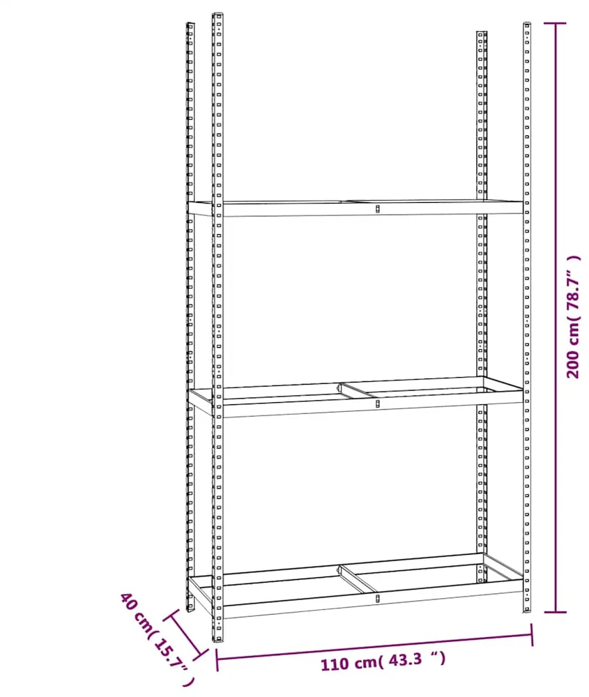 Stovai padangoms, 4vnt., sidabriniai, 110x40x200cm, plienas