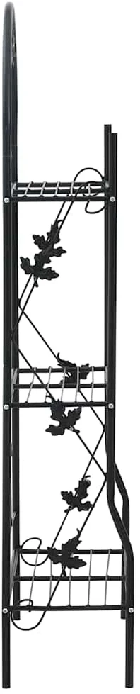 Stovas augalams, 3 aukštų, juodos spalvos, 52x28x128cm, geležis