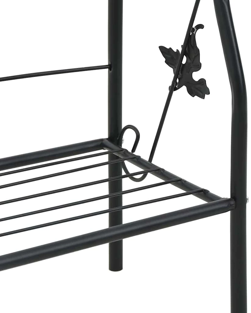Stovas augalams, 3 aukštų, juodos spalvos, 52x28x128cm, geležis