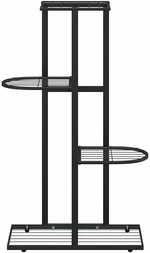 Stovas augalams, 4 lentynos, juodas, 43x22x76cm, metalas