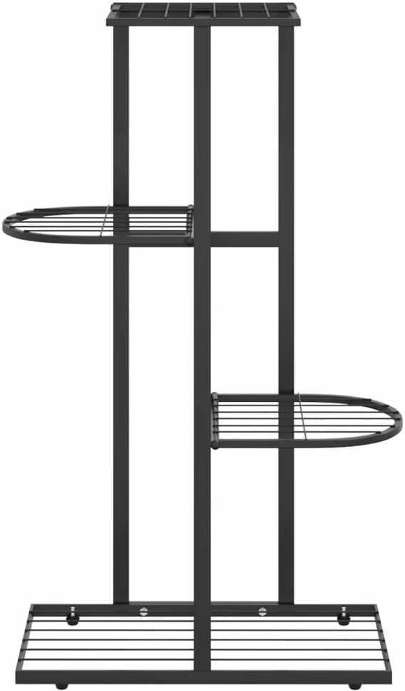 Stovas augalams, 4 lentynos, juodas, 43x22x76cm, metalas