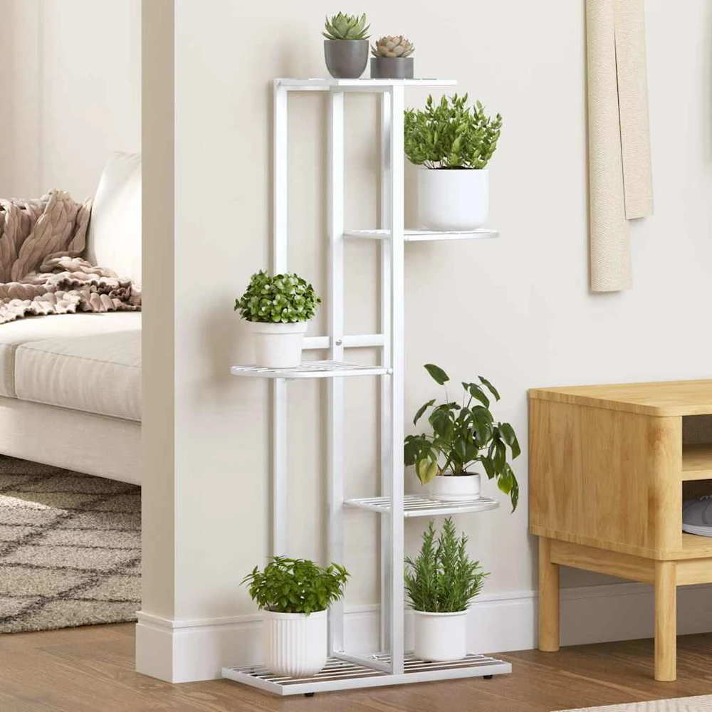 Stovas augalams, 5 lentynos, baltas, 43x22x98cm, metalas