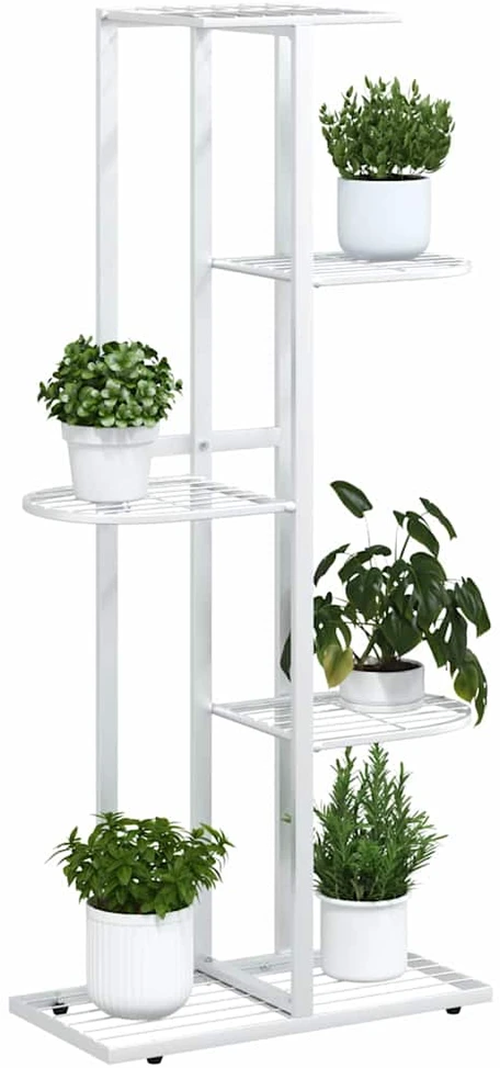 Stovas augalams, 5 lentynos, baltas, 43x22x98cm, metalas