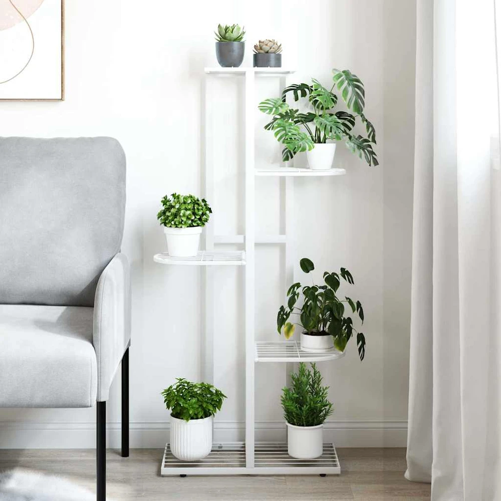Stovas augalams, 5 lentynos, baltas, 43x22x98cm, metalas