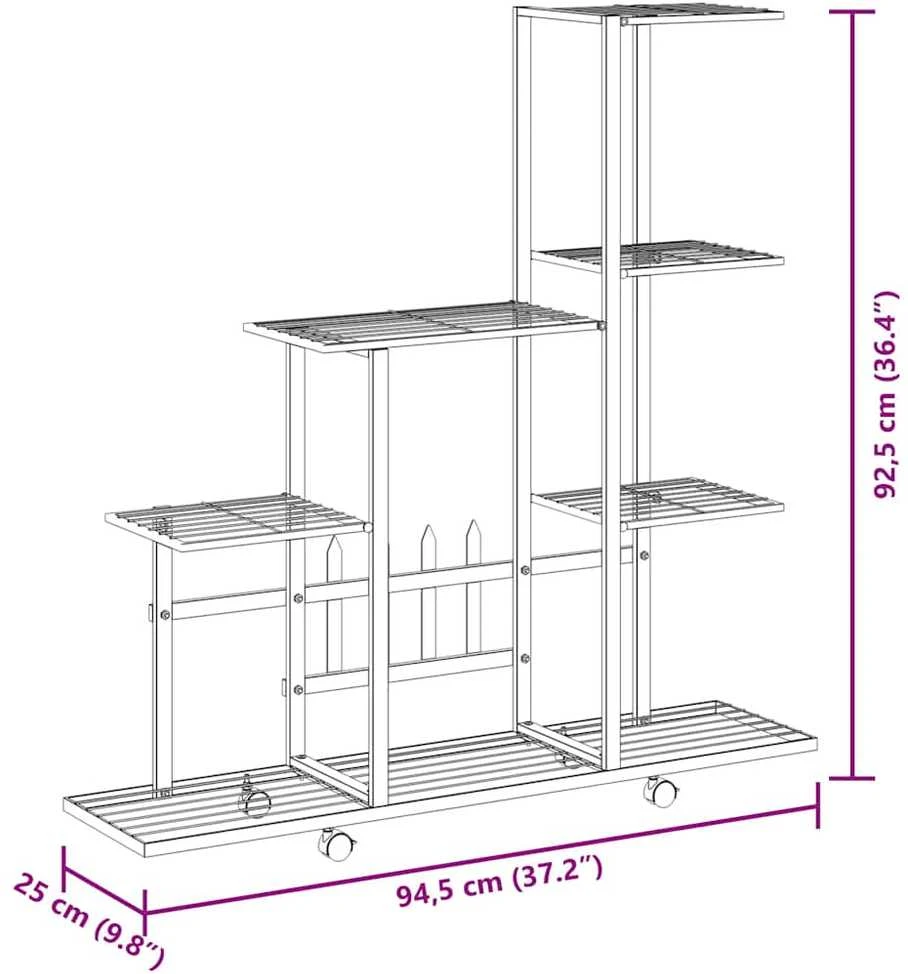 Stovas augalams su ratukais, baltas, 94,5x25x92,5cm, metalas
