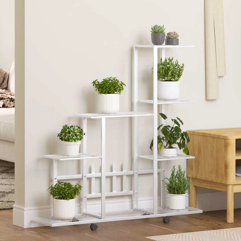 Stovas augalams su ratukais, baltas, 94,5x25x92,5cm, metalas