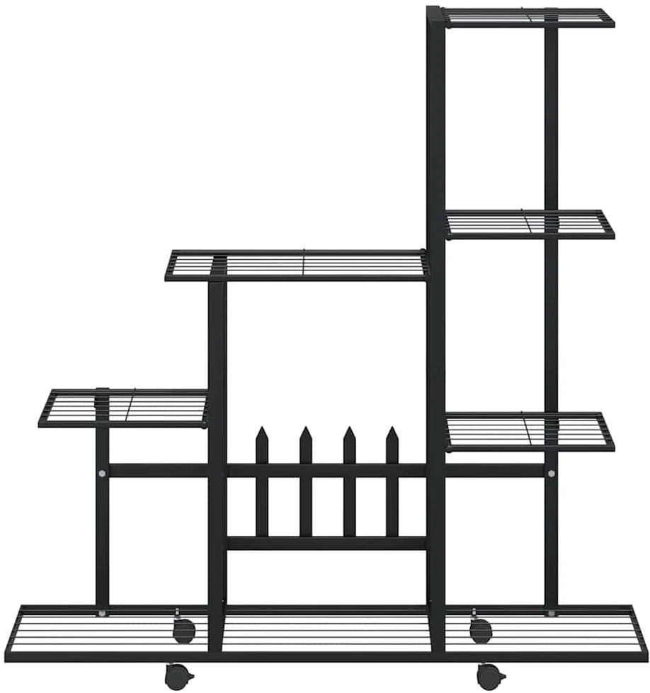 Stovas augalams su ratukais, juodas, 94,5x25x92,5cm, metalas