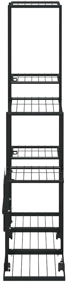 Stovas augalams su ratukais, juodas, 94,5x25x92,5cm, metalas