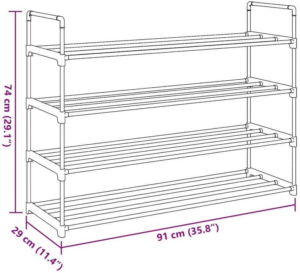Stovas batams, 4 lentynos, metalas ir plastikas, juodas
