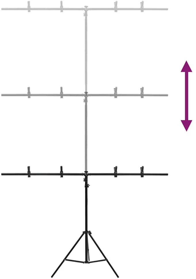 Stovas fonui, juodos spalvos, 151x60x(70–200)cm, T formos