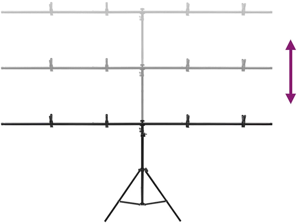 Stovas fonui, juodos spalvos, 201x60x(70–200)cm, T formos