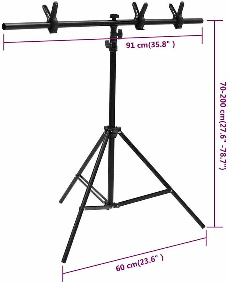 Stovas fonui, juodos spalvos, 91x60x(70–200)cm, T formos