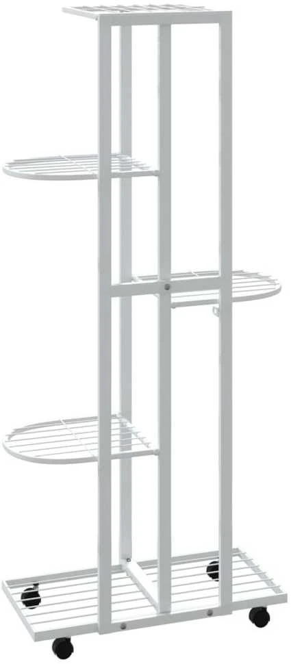 Stovas gėlėms su ratukais, baltas, 44x23x100cm, geležis