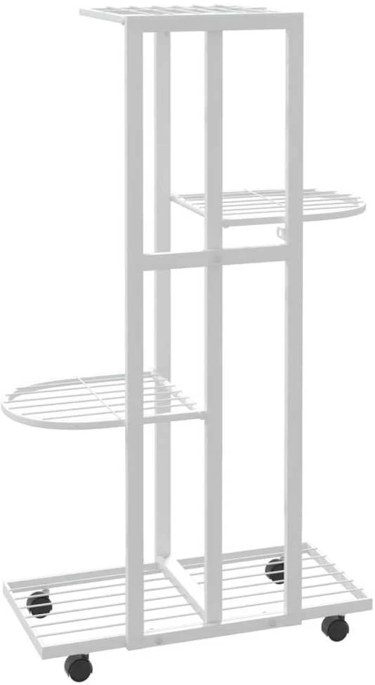 Stovas gėlėms su ratukais, baltas, 44x23x80cm, geležis