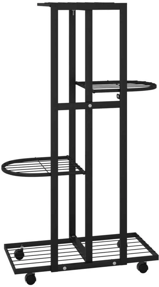 Stovas gėlėms su ratukais, juodas, 44x23x80cm, geležis