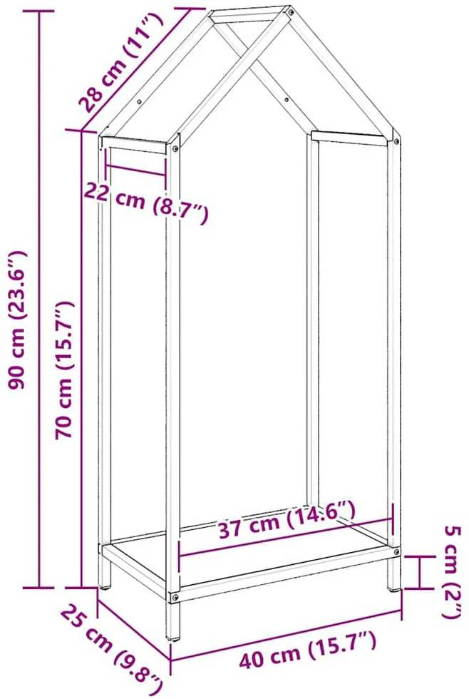 Stovas malkoms, 40x25x90 cm, šaltai valcuotas plienas