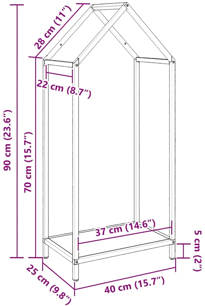 Stovas malkoms, 40x25x90 cm, šaltai valcuotas plienas