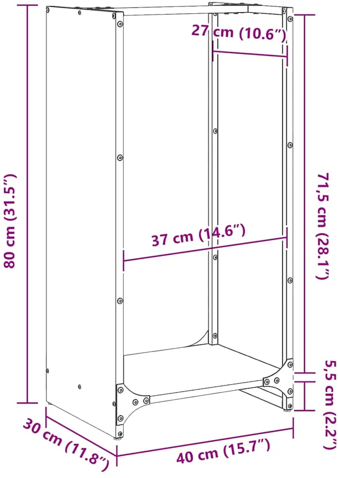 Stovas malkoms, 40x30x80 cm, šaltai valcuotas plienas