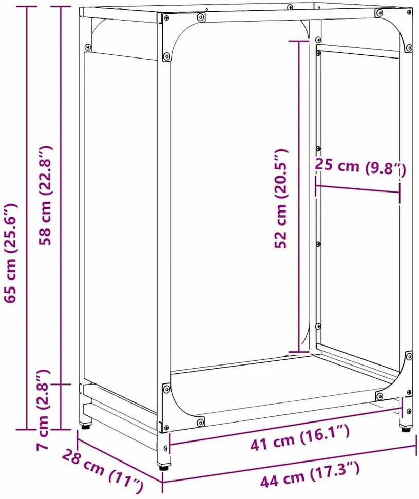 Stovas malkoms, 44x28x65 cm, šaltai valcuotas plienas