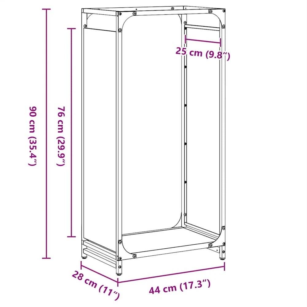Stovas malkoms, 44x28x90 cm, šaltai valcuotas plienas