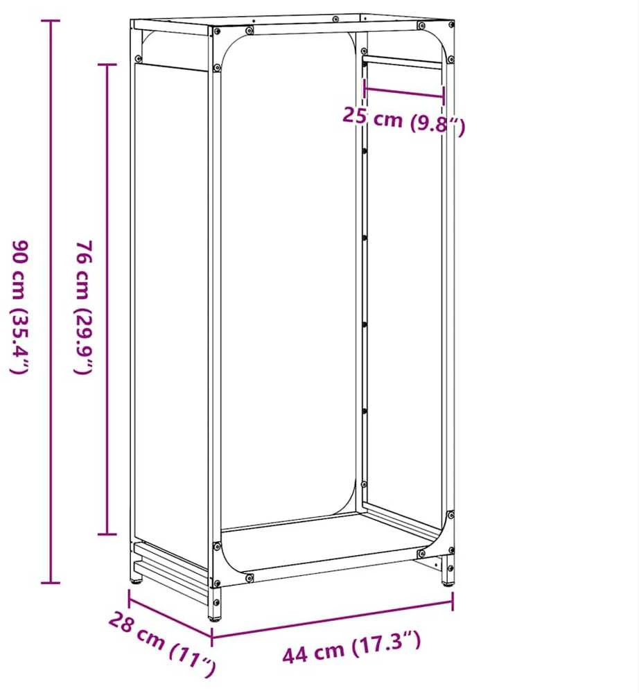Stovas malkoms, 44x28x90 cm, šaltai valcuotas plienas