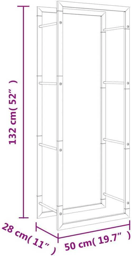 Stovas malkoms, 50x28x132 cm, nerūdijantis plienas