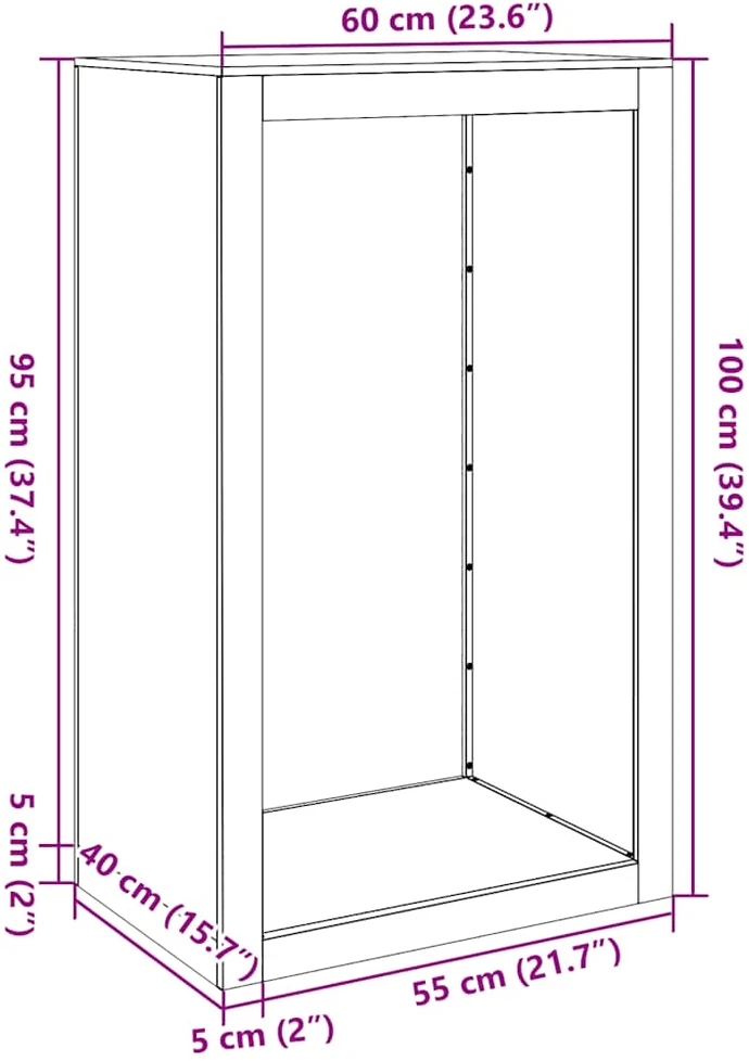 Stovas malkoms, 60x40x100cm, galvanizuotas plienas