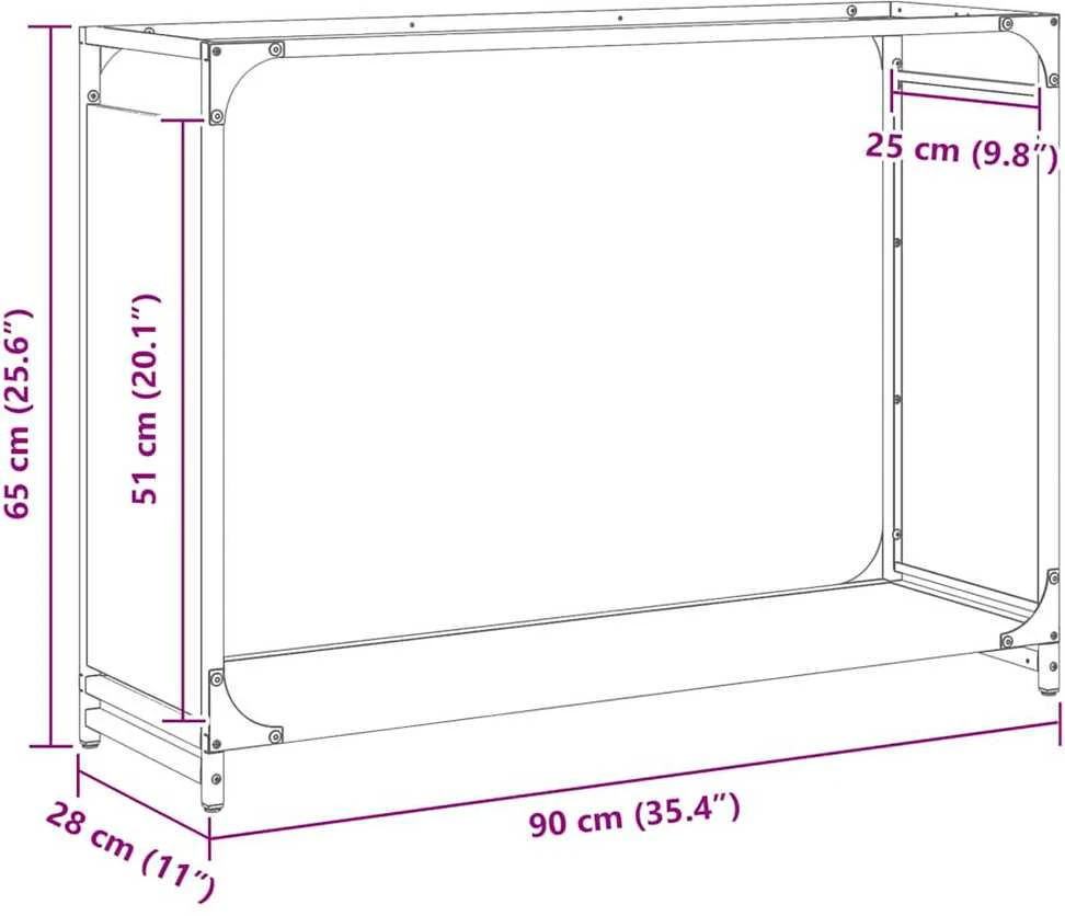 Stovas malkoms, 90x28x65 cm, šaltai valcuotas plienas