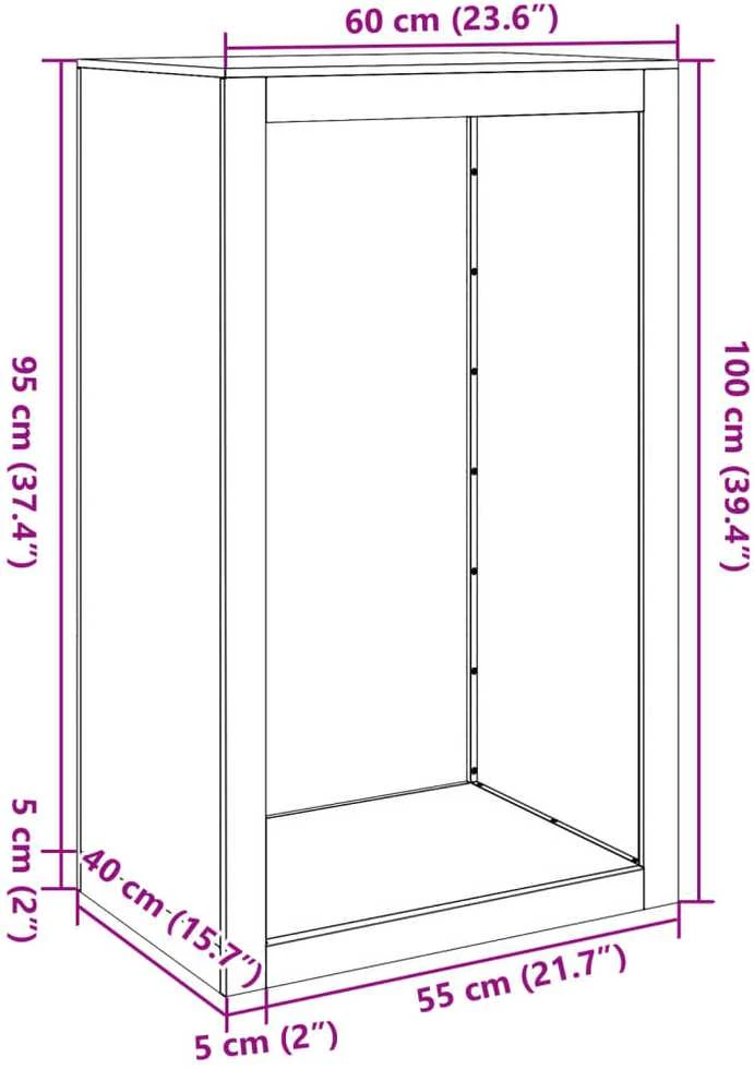 Stovas malkoms, antracito spalvos, 60x40x100cm, plienas