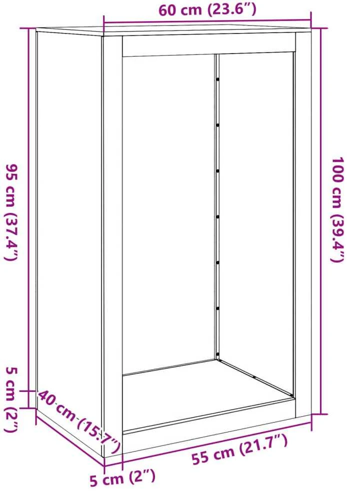 Stovas malkoms, antracito spalvos, 60x40x100cm, plienas