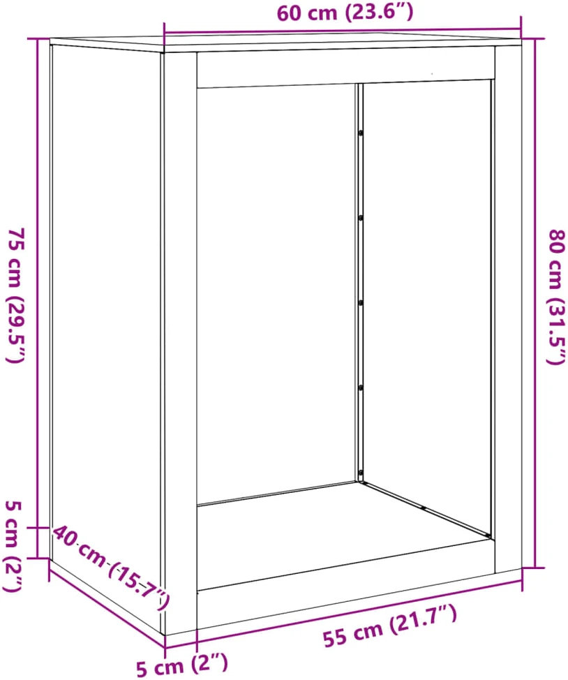 Stovas malkoms, antracito spalvos, 60x40x80cm, plienas