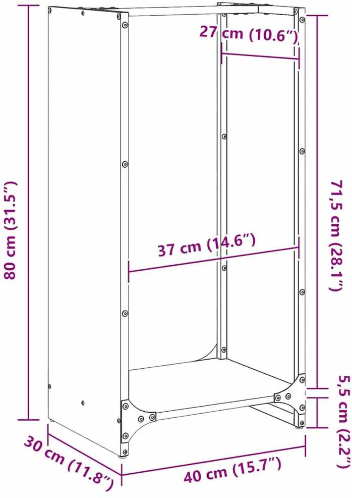 Stovas malkoms, balta, 40x30x80 cm, šaltai valcuotas plienas
