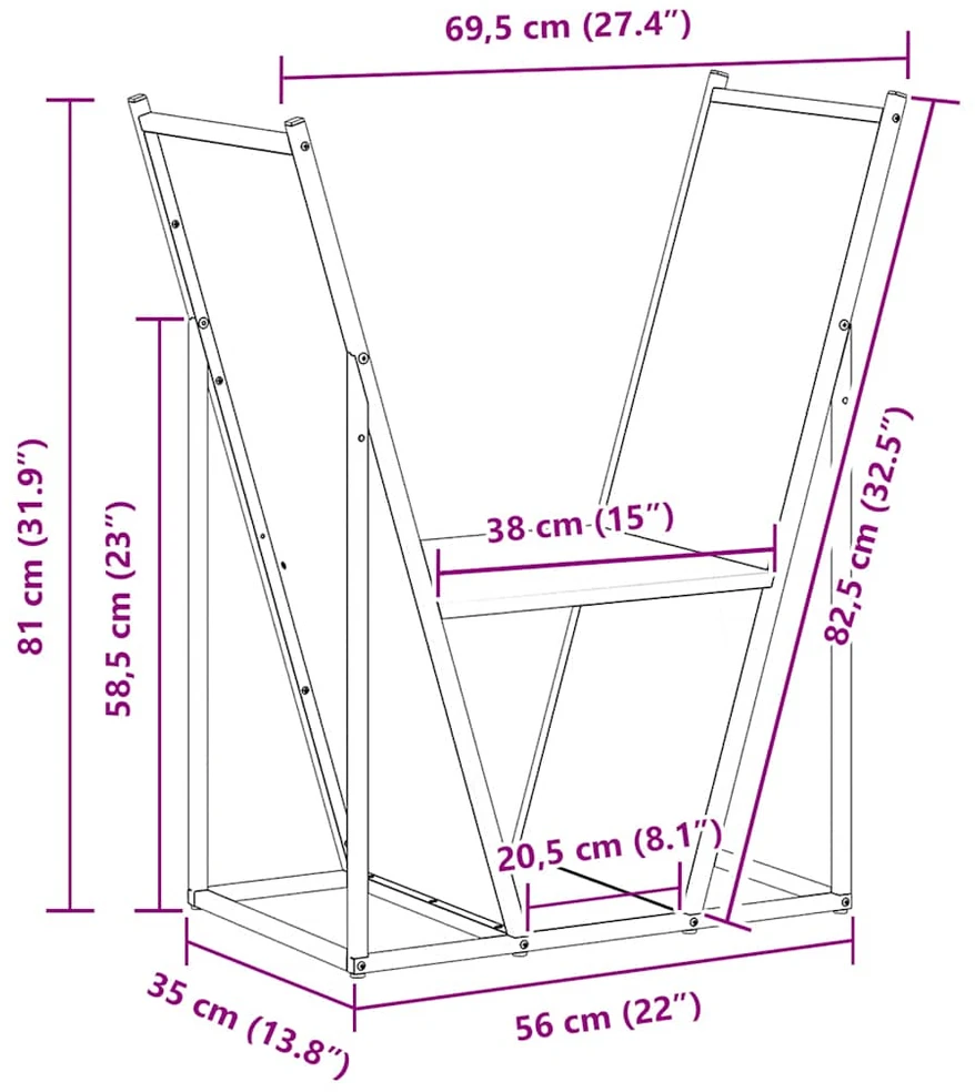 Stovas malkoms, balta, 69,5x35x81 cm, šaltai valcuotas plienas