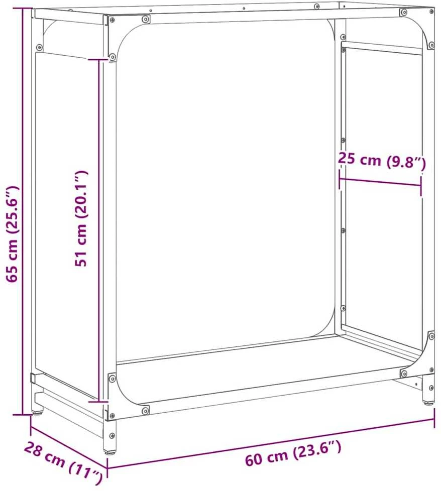 Stovas malkoms, juodos, 60x28x65 cm, šaltai valcuotas plienas